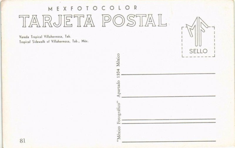 CPM AK Vereda Tropical Villahermosa MEXICO (649234)