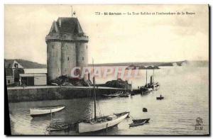 Old Postcard St Servan Solidor Tower and the mouth of the Rance Boat