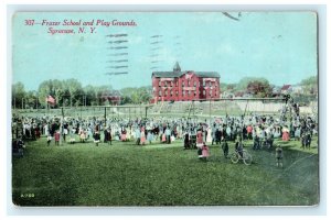Frazer School Playground Syracuse NY Kids New York Postcard Vintage Antique 