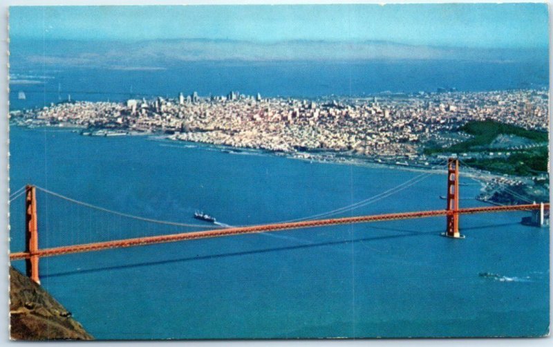 Postcard - Air View of Golden Gate Bridge, San Francisco, California 