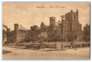 1916 High School Buildings Scene Street Sioux City Iowa IA Antique Postcard