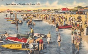 WRIGHTSVILLE BEACH NORTH CAROLINA~MOTOR BOAT RACING POSTCARD 1940s