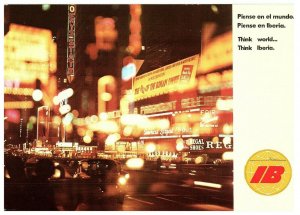 IBERIA AIRLINES TIMES SQUARE NEW YORK CITY NY. VTG 1970s POSTCARD