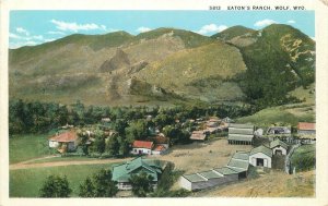 Postcard 1920s Wyoming Wolf Eaton's Ranch Birdseye View Robbins Teich 23-12403