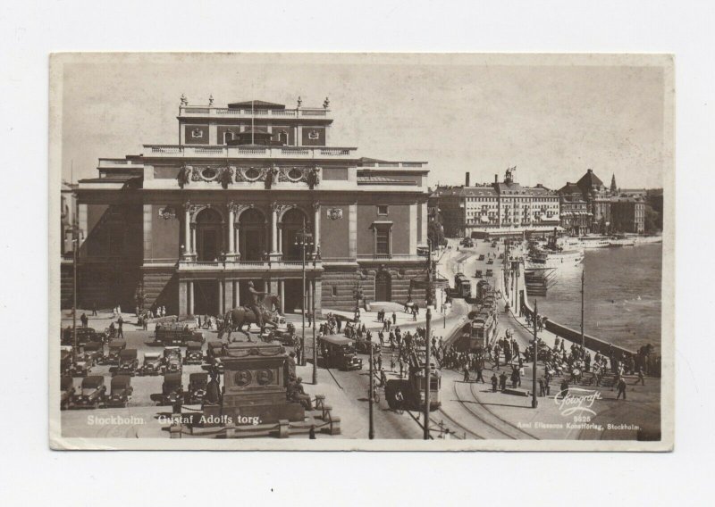 1936 RPPC Stockholm Sweden Gustav Adolfs torg - Axel Eliasson Publisher - Posted