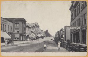 Stoughton, WIS., Main Street Looking East-children, horse drawn wagons-1908