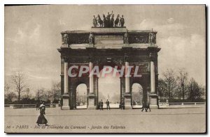 Old Postcard Paris Arc de Triomphe du Carrousel Tuileries Garden