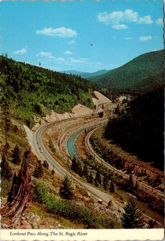 2~4X6 Postcards MT, Montana WELCOME SIGN Lost Trail Pass & Lookout Pass~St Regis