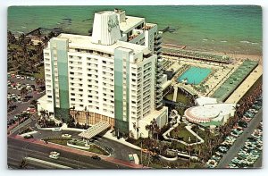 1950s MIAMI BEACH FL EDEN ROC HOTEL AIR-VIEW BEACHSIDE OCEAN POSTCARD P2887