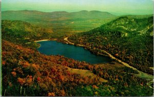 Vtg Aerial View of Echo Lake Franconia Notch New Hampshire NH Chrome Postcard