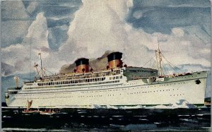 1930s MATSON LINER S.S. MONTEREY LOS ANGELES HAIWAII FIJI UNUSED POSTCARD 29-19