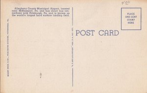 Postcard Allegheny County Municipal Airport McKeesport + Pittsburgh PA