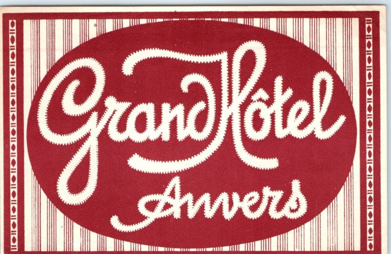 c1930s Anvers, Belgium Luggage Label Grand Hotel Decal Antwerp Decal 2C