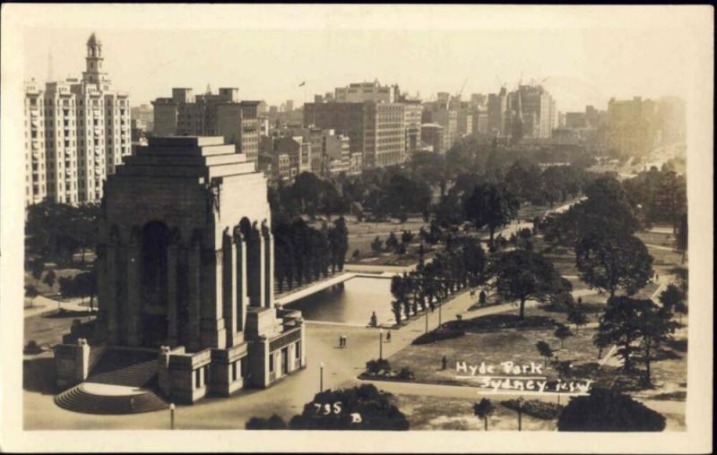 australia, SYDNEY, Hyde Park, ANZAC War Memorial (1930s) RPPC