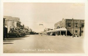 CO, Lamar, Colorado, Main Street, 1940s Cars, RPPC