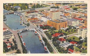 Panorama Downtown Business District Fort Lauderdale Florida linen postcard