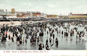 ATLANTIC CITY NJ New Jersey CROWDED BEACH~BATHING HOUR Boardwalk c1910s Postcard