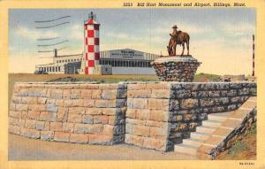 Billings Montana Bill Hart Monument Airport Antique Postcard K92664