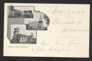 LISBON NORTH DAKOTA ND CATHOLIC BAPTIST EPISCOPAL CHURCH VINTAGE POSTCARD