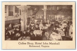 c1920's Hotel John Marshall Coffee Shop Interior Richmond Virginia VA Postcard