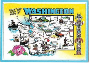 Greetings from Washington State Map Card 4 by 6 size