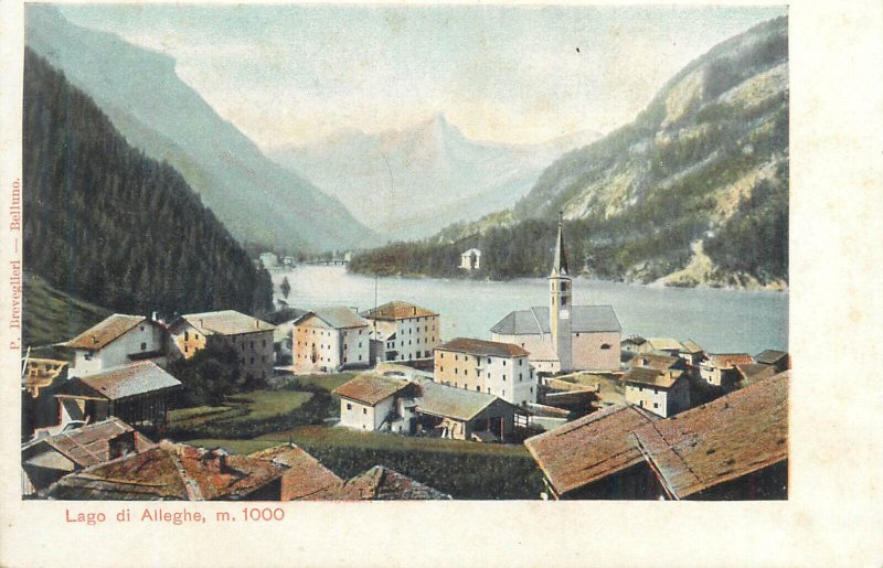 Italy Belluno Alleghe Lake scenic 1900s 