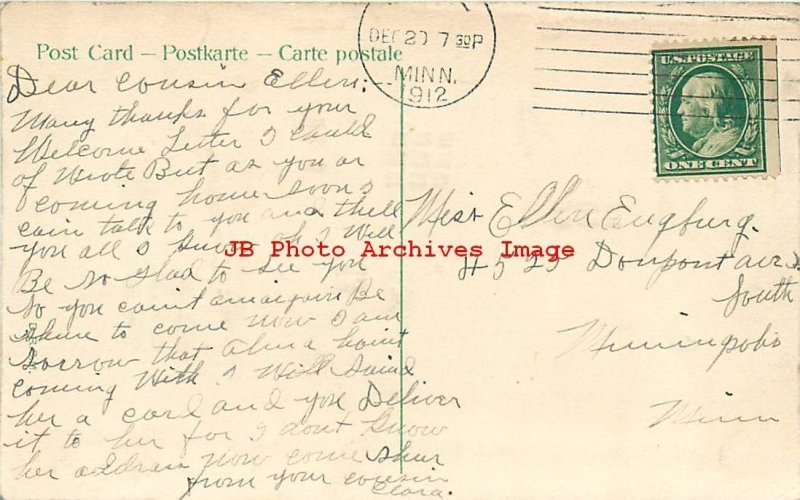 Christmas, Die Cut Hold-to-Light, Snow Covered Large House, 1912 PM