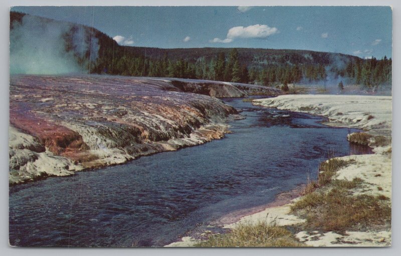 Yellowstone Nat Park Wyoming~Upper Geyser Basin~Sunset Lake~Vintage Postcard 