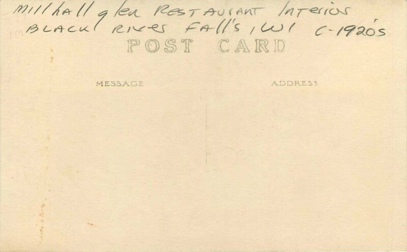 Black River Falls Wisconsin Millhallglen Restaurant Interior RPPC Postcard 10978