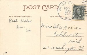 Christmas 1909 light postal marking bottom edge