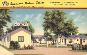 Chamberlain South Dakota Swanson's Modern Cabins Color Linen Card  PC U1683