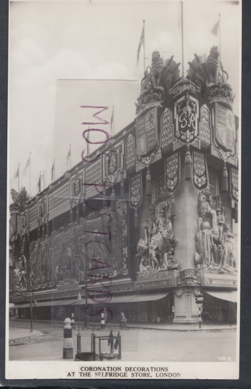 London Postcard - Coronation Decorations at The Selfridge Store  HM545