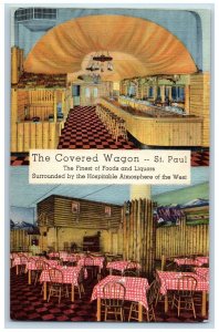 St. Paul Minnesota MN Postcard The Covered Wagon Restaurant Scene c1940s Vintage