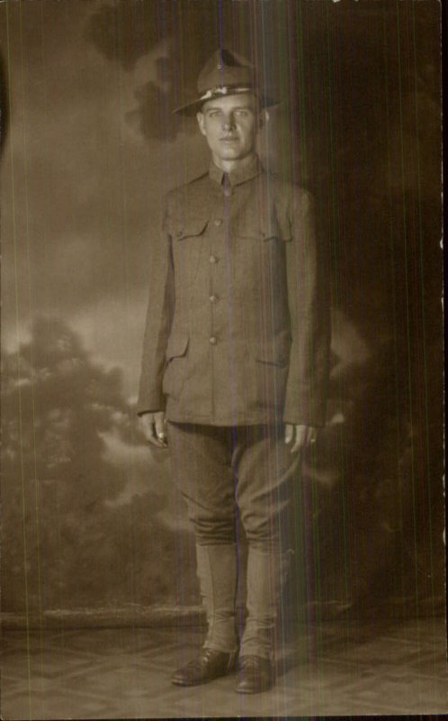 Camp Meade Army Soldier Baltimore MD Studio 1918 RPPC Julian Reinsmith