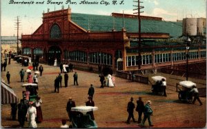 Vtg Atlantic City New Jersey NJ Boardwalk and Youngs Pier 1910s Postcard