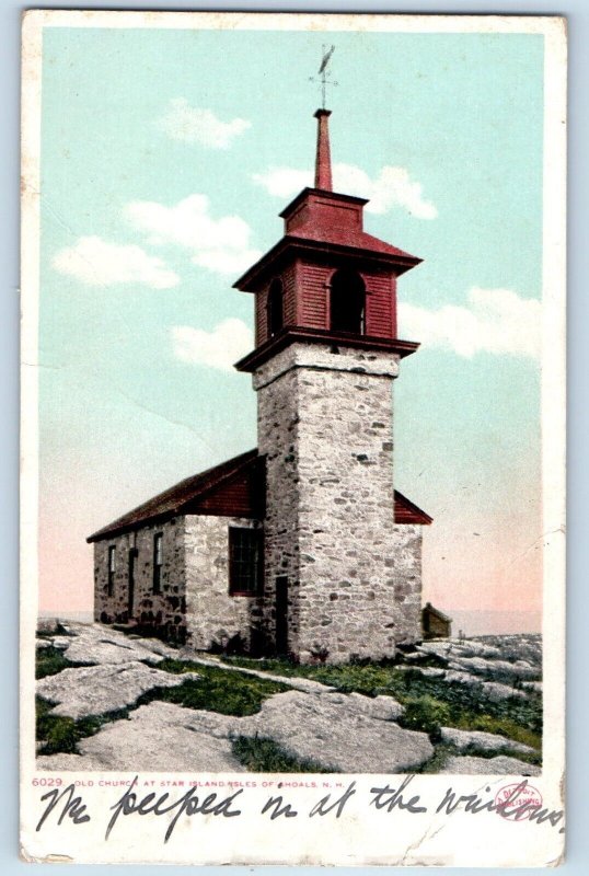 New Hampshire Postcard Old Church Star Island Isles Shoals Exterior 1908 Vintage