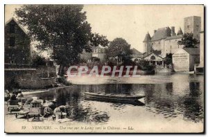 Postcard Old Nemours A view of the Loing to the Chateau