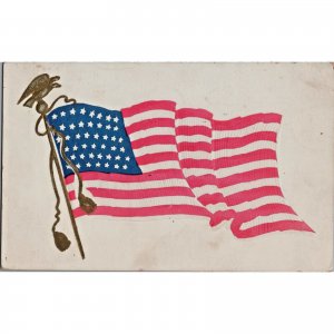 Original 1908 Antique Patriotic Postcard - American Flag - OLD GLORY - Embossed