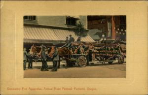 Portland OR Fire Apparatus Engine Rose Festival c1910 Postcard #1