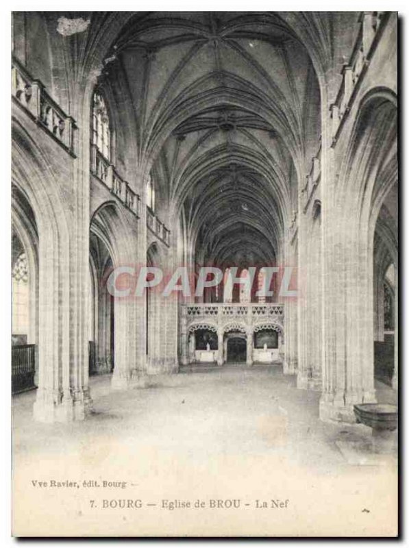 Old Postcard Bourg Brou Church Nave