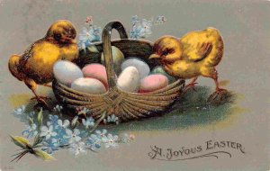 Easter Chicks Egg Basket 1908 embossed postcard