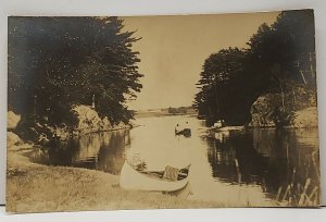 RPPC Lake Scene Rowing Rowboats c1907 Real Photo Postcard G6