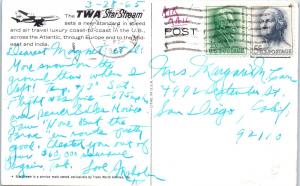 TWA  STAR STREAM  AIRPLANE   1965  Advertising  Postcard