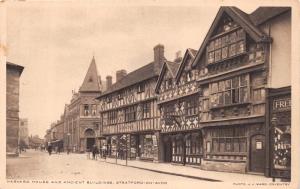 STRATFORD ON AVON UK HARVARD HOUSE & ANCIENT BUILDINGS~J J WARD PHOTO #2POSTCARD