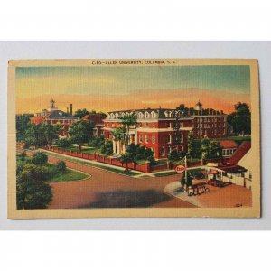 Allen University Columbia SC Linen Postcard Esso Gas Station Street View