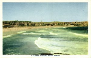 australia, NSW, SYDNEY, Glimpse of Bondi Beach (1950s) Postcard