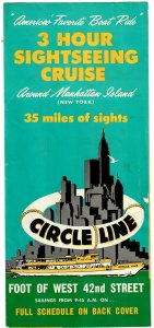 Vintage 1964 Circle Line 3 Hour Boat Cruise Around Manhattan Island Brochure NY