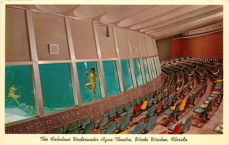 c1950 Vintage Postcard Underwater Mermaid Aqua-Theatre, Weeki Wachee FL Unposted