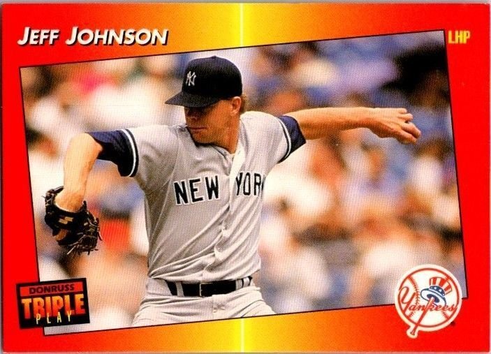 1992 Donruss Tripleplay Baseball Card Jeff Johnson New York Yankees sk6149