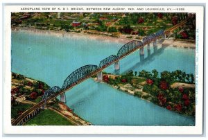 c1920s Aeroplane View Of K&I Bridge Between New Albany IN Louisville KY Postcard